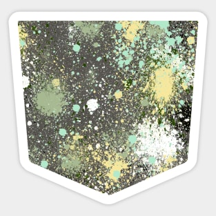 Pocket- ink splatter dust green lime Sticker